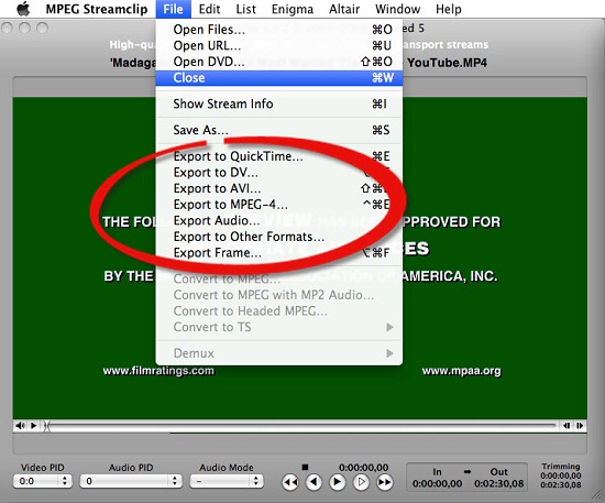mpeg streamclip settings green line
